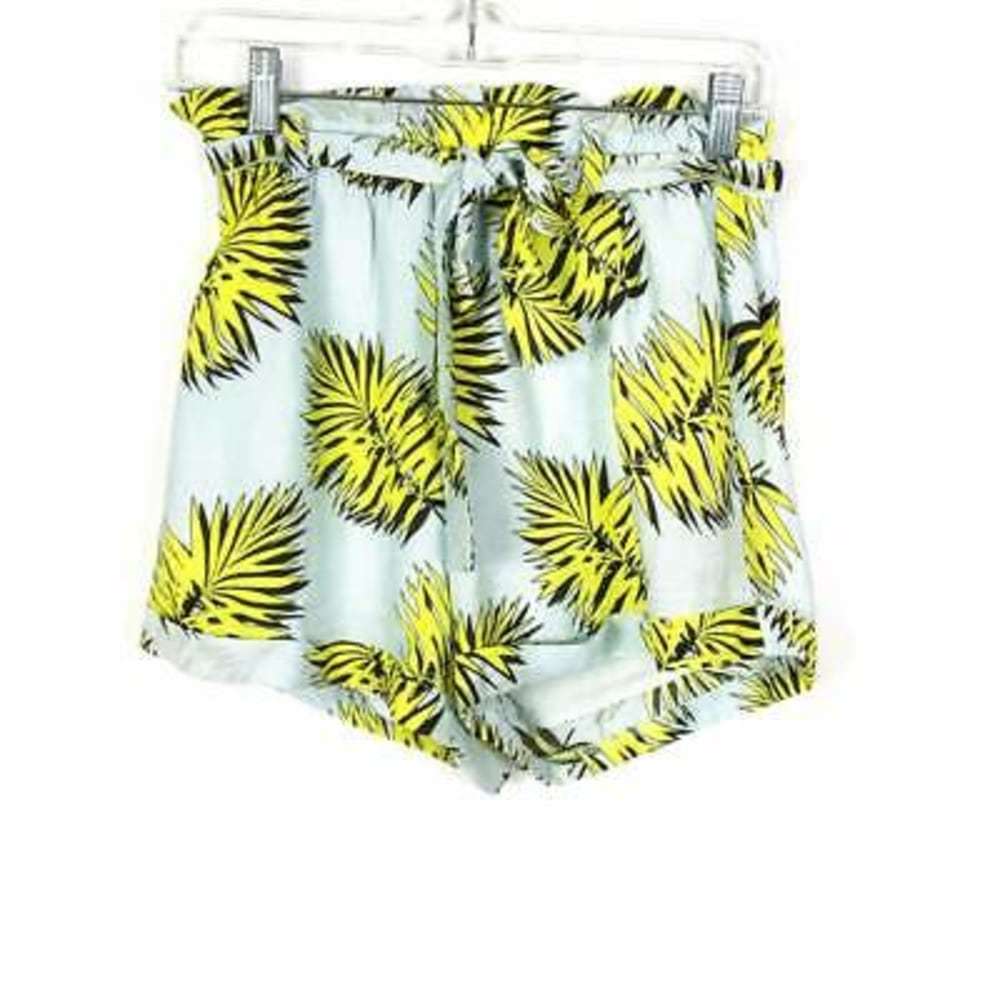 Akaiv Tropical High Rise Shorts Blue Tie Waist S